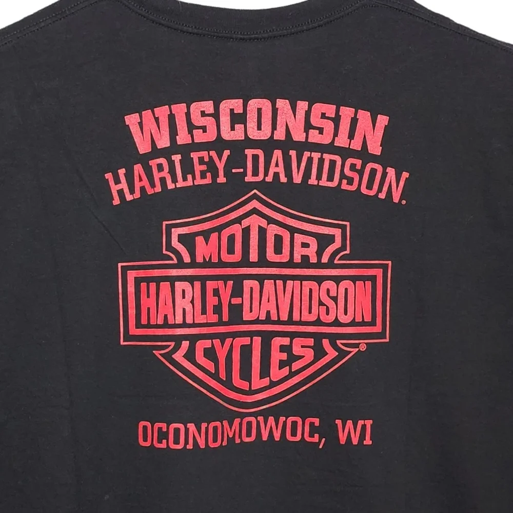 Harley Davidson T Shirt Men's 5XL Black Wisconsin H-D OCNOMOWOC WI Graphic #1 - Picture 4 of 5